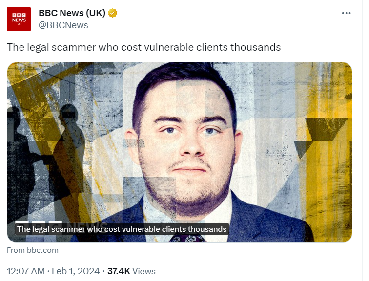 BBC legal Scammer cost the vulnerable thousands